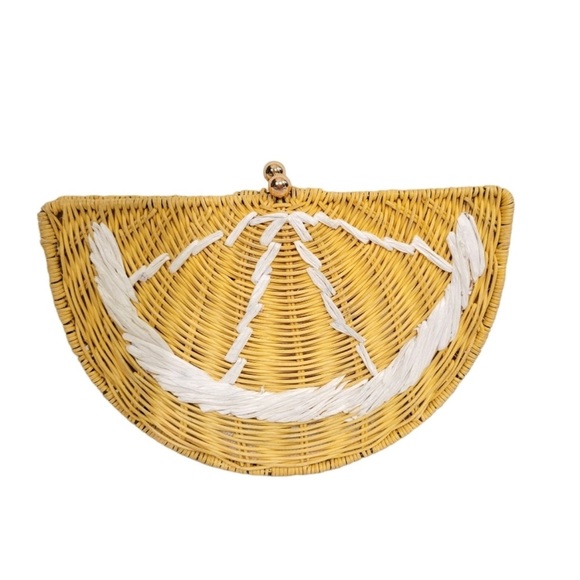 NWT Lemon Rattan Clutch Woven Crescent Handbag - Tabitha Brown x Target.  New - Picture 3 of 8